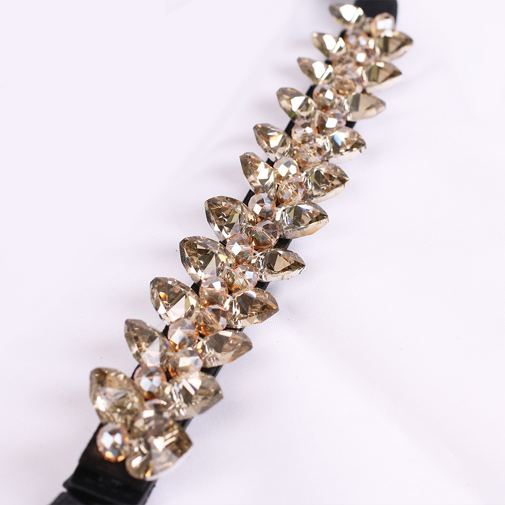 Cintura elastica intarsiata con strass brillanti, accessori da donna semplici e versatili, decorazione della vita della gonna, accessori da donna alla moda con strass_voghion.com
