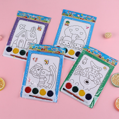 Children's watercolor graffiti drawing board wholesale street stall night market handmade diy watercolor painting book set one piece drop shipping