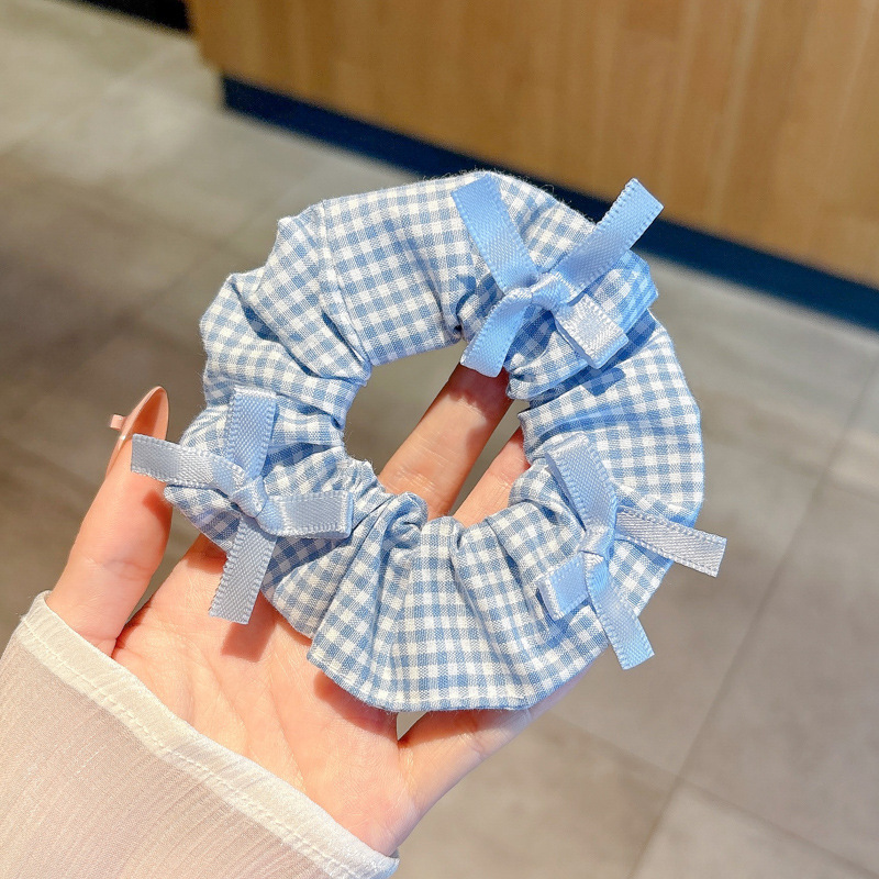 Accesorio para el cabello de estilo francés para mujer, pañuelo cuadrado simple, coletero de gran tamaño con ribete de encaje.