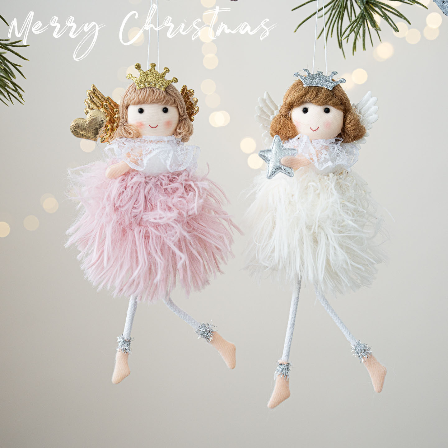 Christmas Angel Doll Long Legs Girl Plush Round Belly Christmas Tree…
