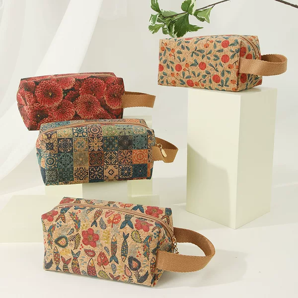 Original Large-Capacity Bark Cork Cosmetic Bag Rectangular Storage Bag