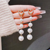 Silver needle from pearl, earrings with tassels, silver 925 sample, internet celebrity