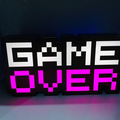 GAME OVER游戏氛围灯马赛克图标灯三档位调节灯USB变色夜灯拾音灯