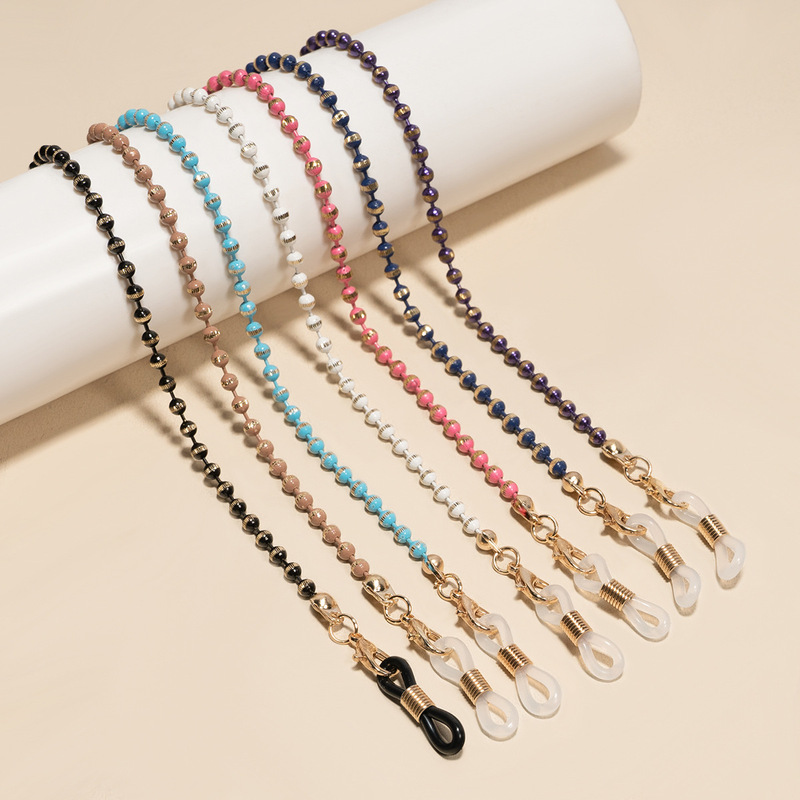 Colorful Rough Beads Metal Electroplated Dipping Glasses Chain Mask Chain Glasses Rope Anti-lost Anti-skid Chain Colorful Rough Beads Metal Electroplated Dipping Glasses Chain Mask Chain Glasses Rope Anti-lost Anti-skid Chain