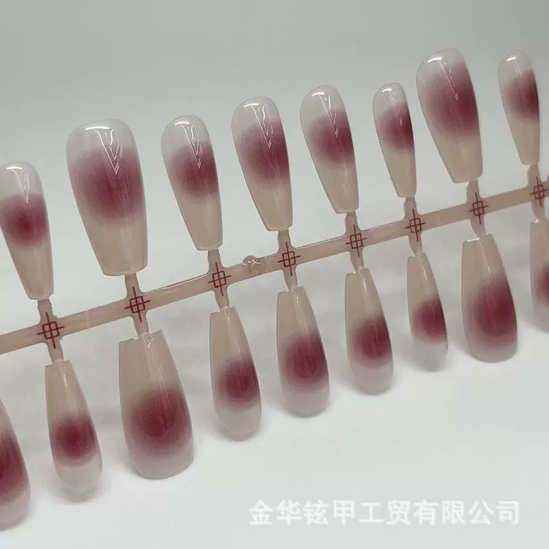 穿戴甲片30片3码深紫色腮红长T手工穿戴甲片