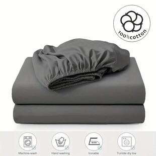 Cross-Border Ebay Pure Cotton Solid Color Fitted Sheets Luxury Cotton Mattress Cover Fitted Sheets Single and Double Bed Covers