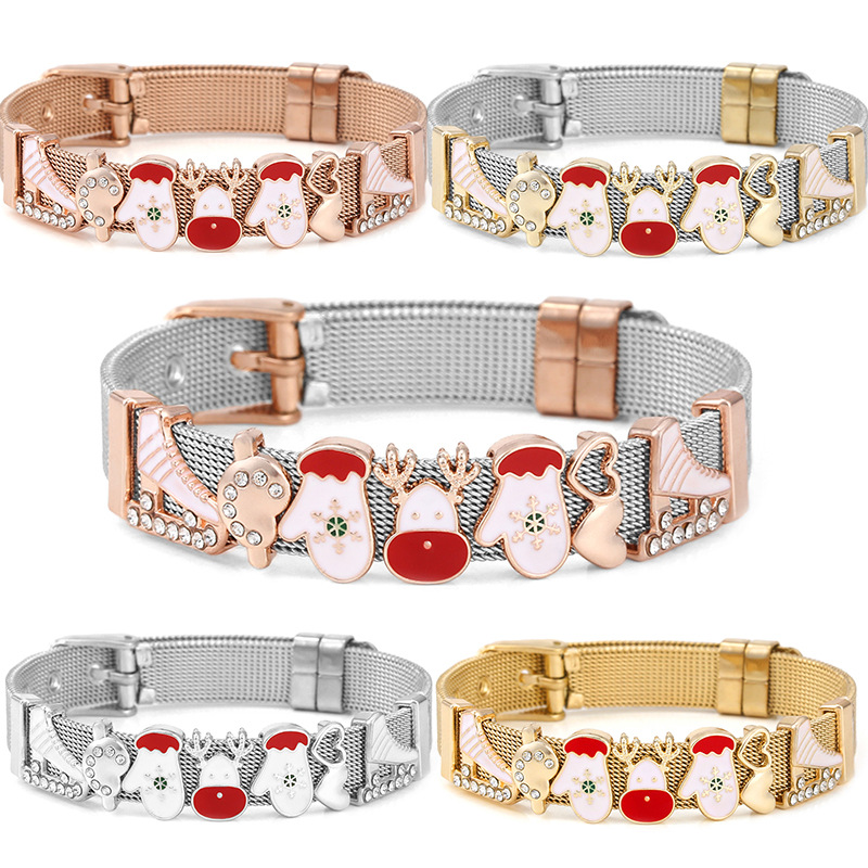 33g Weight Christmas Festival Women's Gender Cute Style Cute In Bulk Stainless Steel Bracelets 无