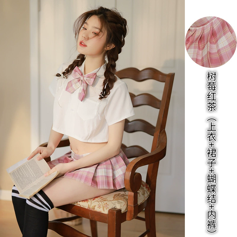 Sexy split transparent underwear, uniform for students, set