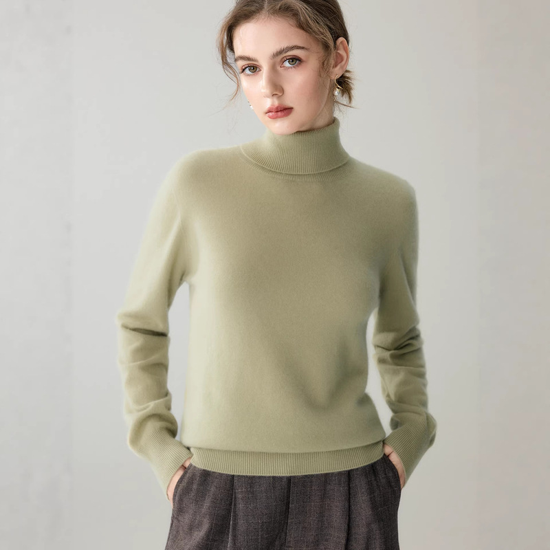High-End Ready-To-Wear~ 100% Pure Cashmere Sweater with Turn-Down Collar for Women, 2025 Winter New High-Neck Base Sweater for Women