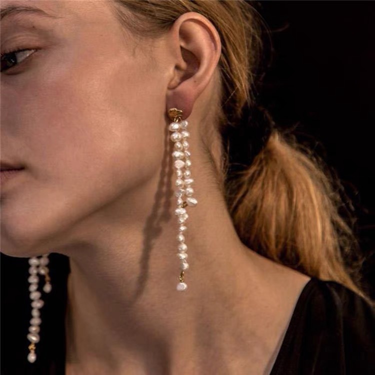 15g Weight Electroplating Gold Plating Process 1 Pair Basic Modern Style Geometric Plating Freshwater Pearl Drop Earrings