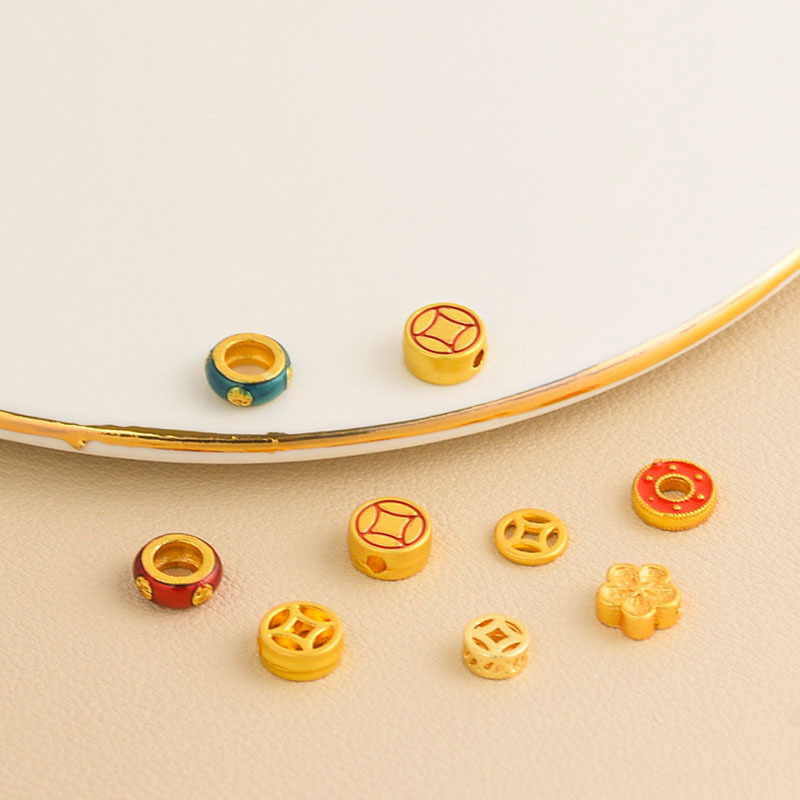 中空コイン銅貨アクセサリービーズセパレーターピーチブロッサム diy 手作りブレスレットビーズジュエリーアクセサリー卸売|undefined