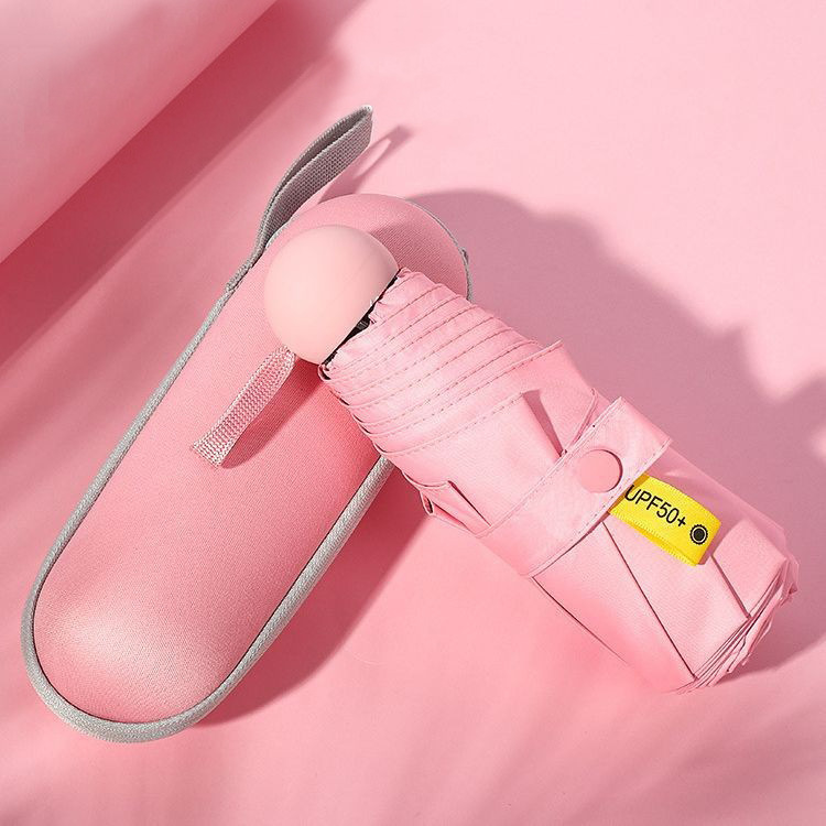 Paraguas de Sol de cinco veces para mujer Protección solar portátil pequeña Protección solar Paraguas de bolsillo súper pequeño para niña Paraguas publicitario con logotipo de doble uso soleado y lluvioso