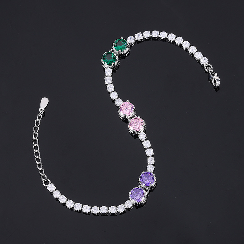 Fashion Oval Heart Shape Brass Inlay Zircon Bracelets 1 Piece