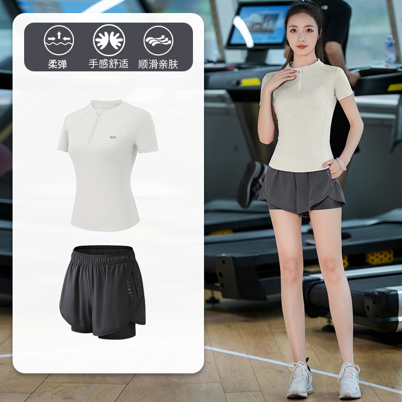 スポーツ上着女性夏速乾プロマラソン朝走スポーツスーツファッション半ファスナーネット赤トレーニング服|undefined