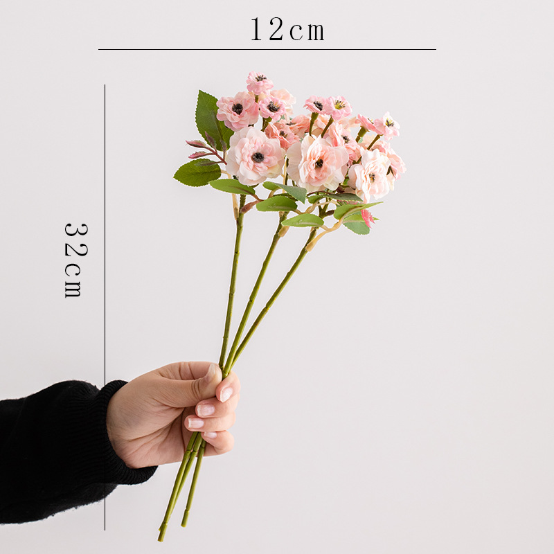 짧은 장미 3 개 (핑크)