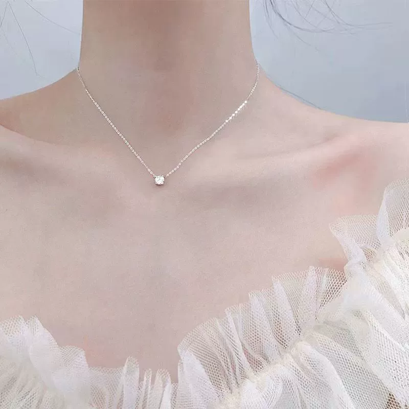 Изящное ожерелье-цепочка — маленький брендовый дизайн, подвеска с бриллиантом-флэш, минималистичный элегантный стиль
