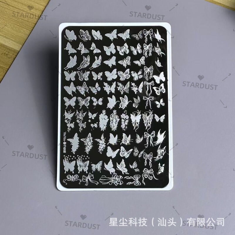 星尘跨境小红书直播美甲磨砂转印钢板格纹法式百搭蕾丝彩绘印图板|undefined