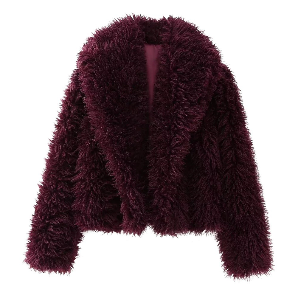 2023 Зимняя Новая Европейская и американская трансграничная женская одежда уличная мода повседневная куртка с отворотом и круглым вырезом из искусственного меха