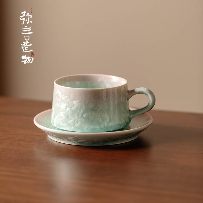 弥言结晶釉窑变咖啡杯套装高档精致陶瓷杯碟套装办公室水杯马克杯|undefined