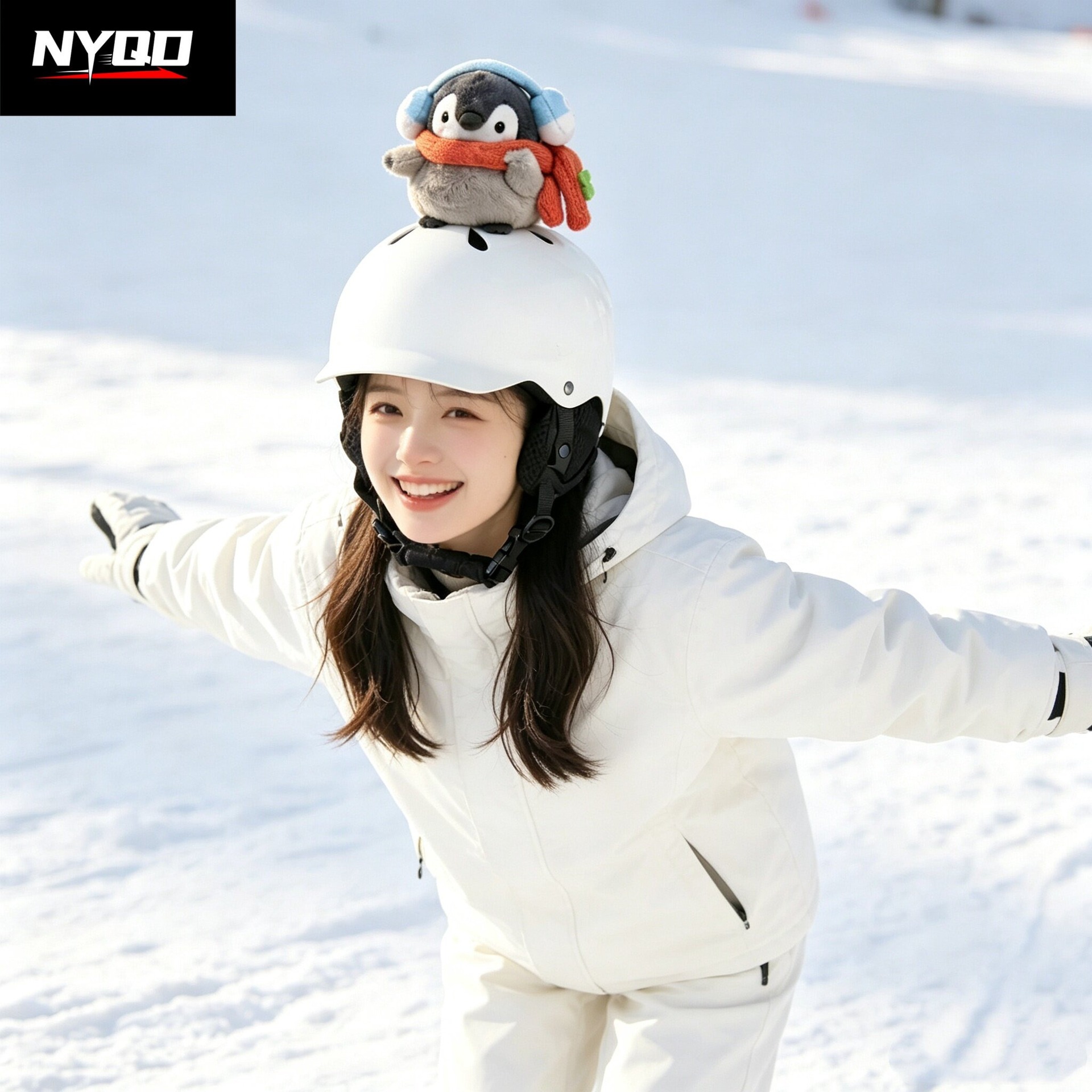 NYQD Little Penguin Ski Helmet Cute Soft Decorative Accessory for Snowboard, Electric Scooter, Motorcycle Riding, Unisex Helmet Accessory