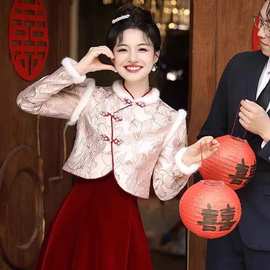 敬酒服新娘高级感红色新中式长袖订婚裙2026春夏季结婚回门宴礼服