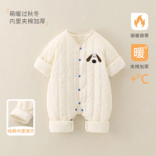 婴儿冬装连体衣秋冬新款卡通小狗夹棉衣服儿童外穿宝宝外出服爬服