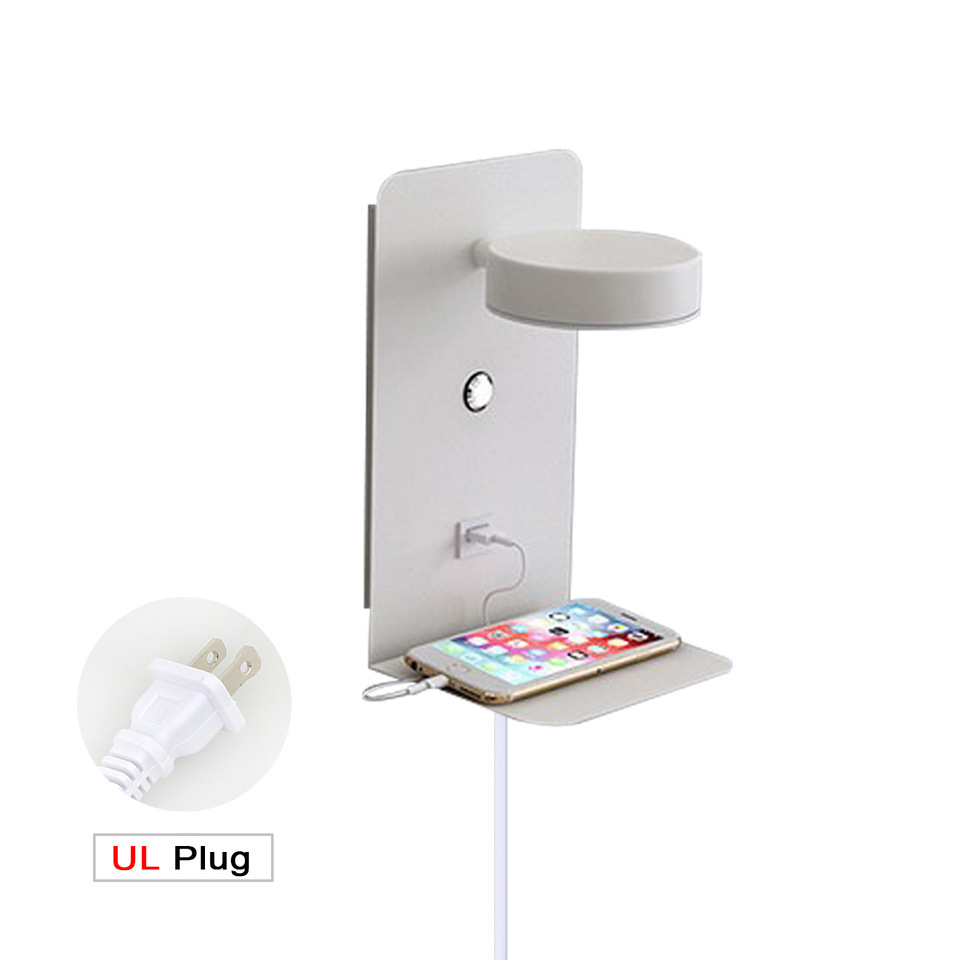 Lámpara de pared táctil de tres colores electrodeless atenuación USB recargable LED Lámpara de lectura de luz de lujo minimalista dormitorio lámpara de noche 12W