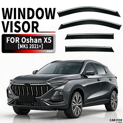 Suitable for Chang'an Changan Oshan X5 Plus Window visor Auchan X5 Sunny Rain Block Rain Eyebrow (Rain shield) - standard-packaging-without-logo-4pcs-auchan-x5-mk1-2021-pc-with-bright-strips-rain-shield