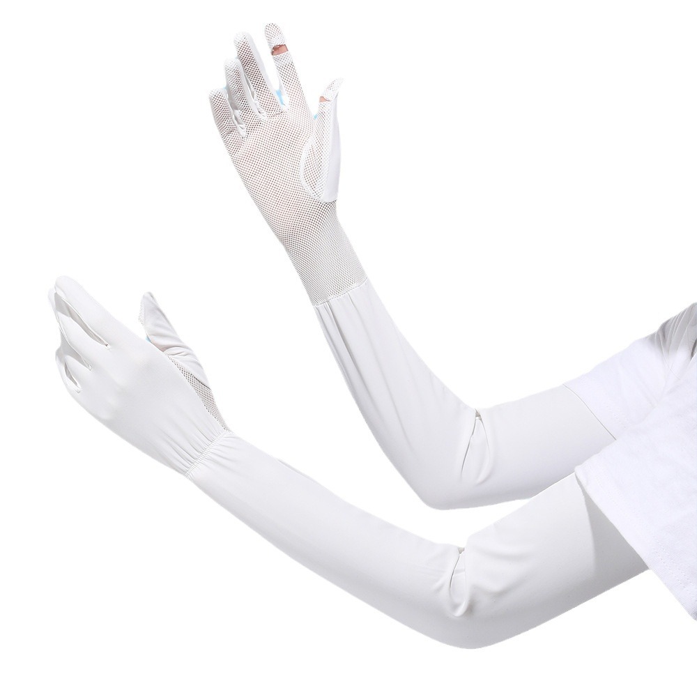 Verano hielo seda protección sol manga de las mujeres alta elástico no apretado ligero transpirable conducción al aire libre protección UV brazo