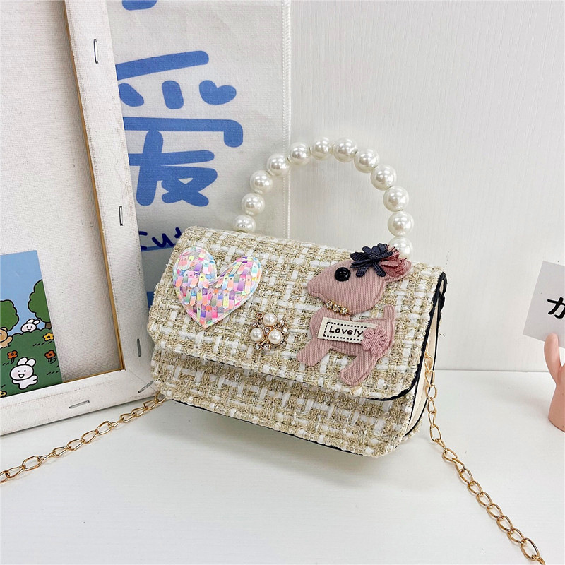 Bolso para niños 2021 nueva niña linda bolsa de mensajero moda princesa perla bolso cadena bolsa de hombro