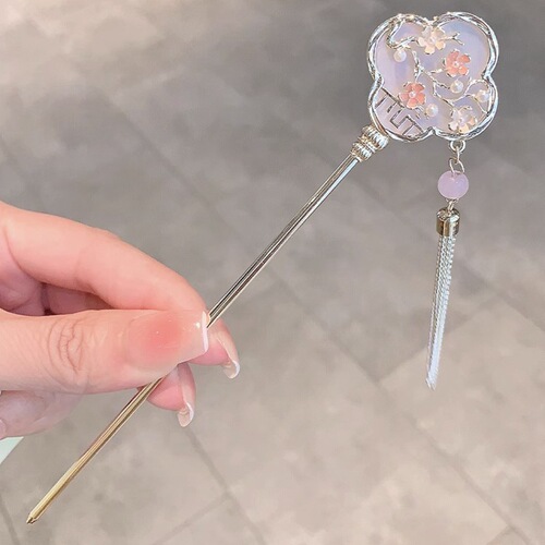 Simple modern new Chinese style plum blossom hairpin high-end updo hairpin tassel hairpin ancient style Hanfu cheongsam hairpin headdress