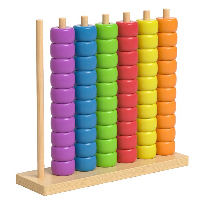 Madera colorida cuentas de educación temprana marco de cálculo de color contra toque divertido jardín de infantes entrenamiento de bebés juguetes de puzzle