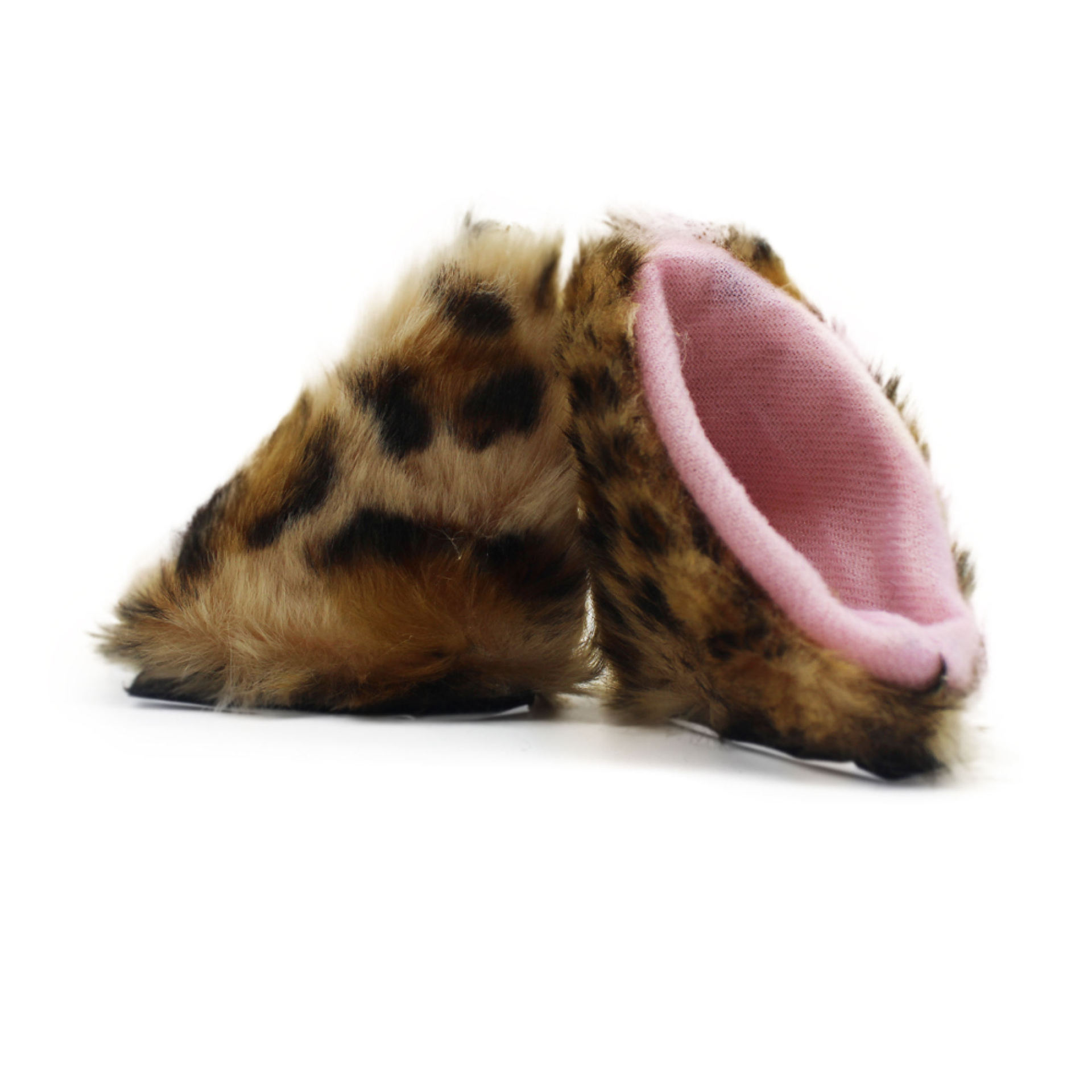 표범 무늬 핑크색 고양이 귀 한 쌍(헬멧은 포함되지 않음)