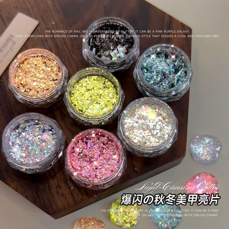 Blue Glitter Sequin Nail Art Jewelry Maillard Galaxy Thin Crystal Onion Green Cherry Blossom Powder DIY Nail Decoration Glitter Powder