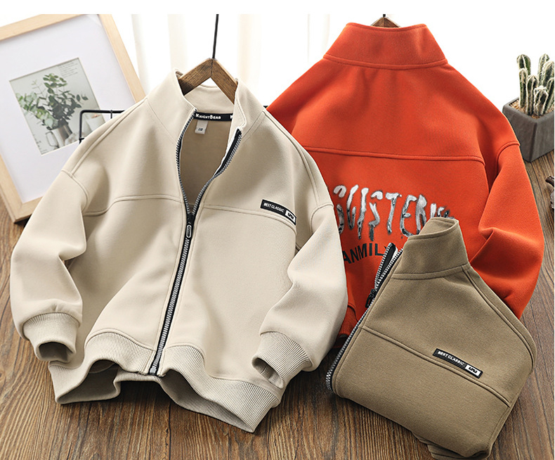 Jungenjacke, Mädchen-Baseballjacke, Kinderkleidung mittleren Alters, Frühlings- und Herbstbuchstaben bedruckt_voghion.com