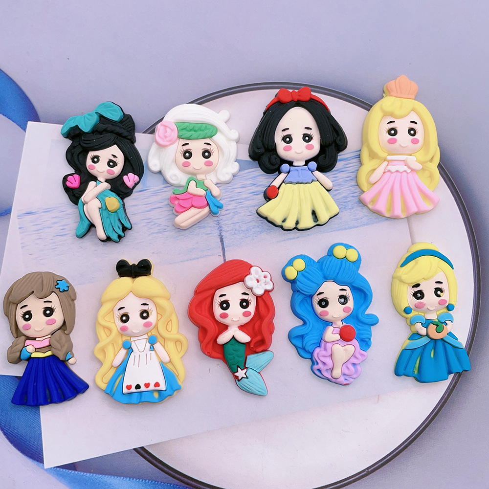 大号卡通公仔贴片加厚软胶装饰品奶油胶材料半立体小公主配件批发