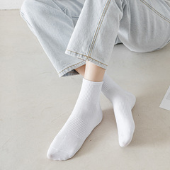 襪子女春夏中筒襪 純色ins潮運動襪黑白色長短筒襪運動棉襪男批發