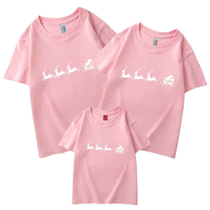 Nueva camiseta de media manga de algodón para padres e hijos de verano 2022 Navidad cabeza de alce Año Nuevo Feliz Navidad Año Nuevo ropa