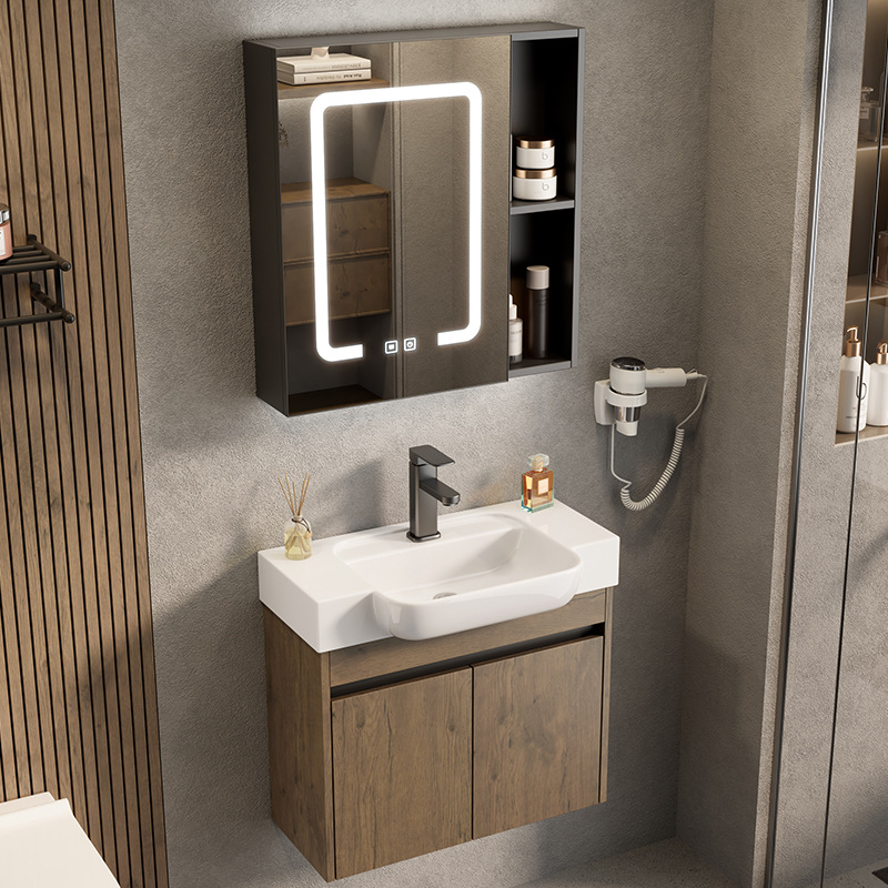 Pequeño apartamento espacio armario de baño de aluminio combinación lavabo de cerámica lavabo de lavabo transfronterizo piscina de mesa de lavado ultra estrecha