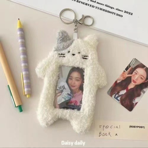 Cute ángel cerdo de peluche 3 pulgadas tarjeta de visualización tarjeta de estudiante colgante tarjeta de comida cubierta protectora