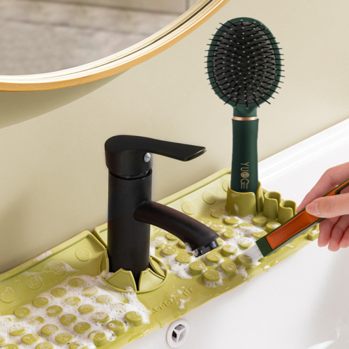 Silicone Faucet Drain Mat for Home Washbasin Countertop, Non-Slip and Splash-Proof Mat, Multi-Functional Sink Countertop Storage Mat