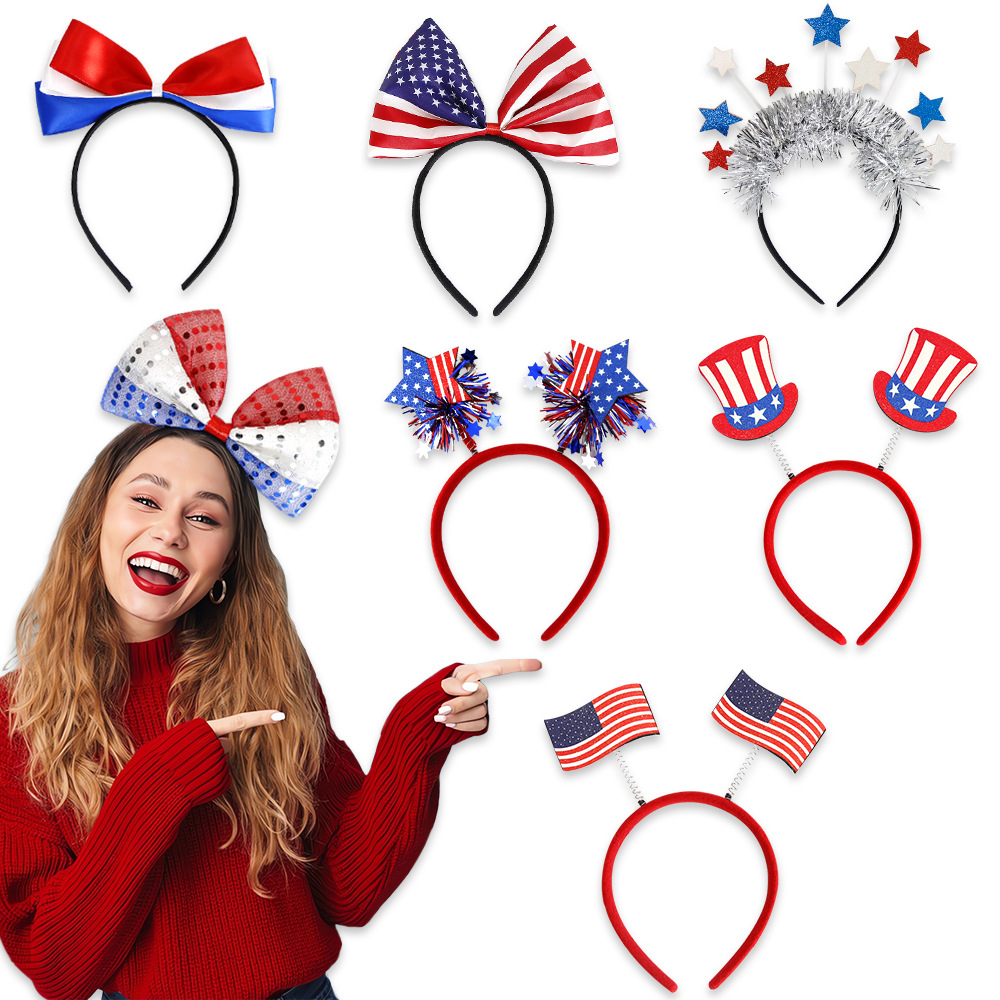 2024 New American Independence Day Headband Hair Accessories Children Adult Party Decoration Patriotic Parade Red Headband