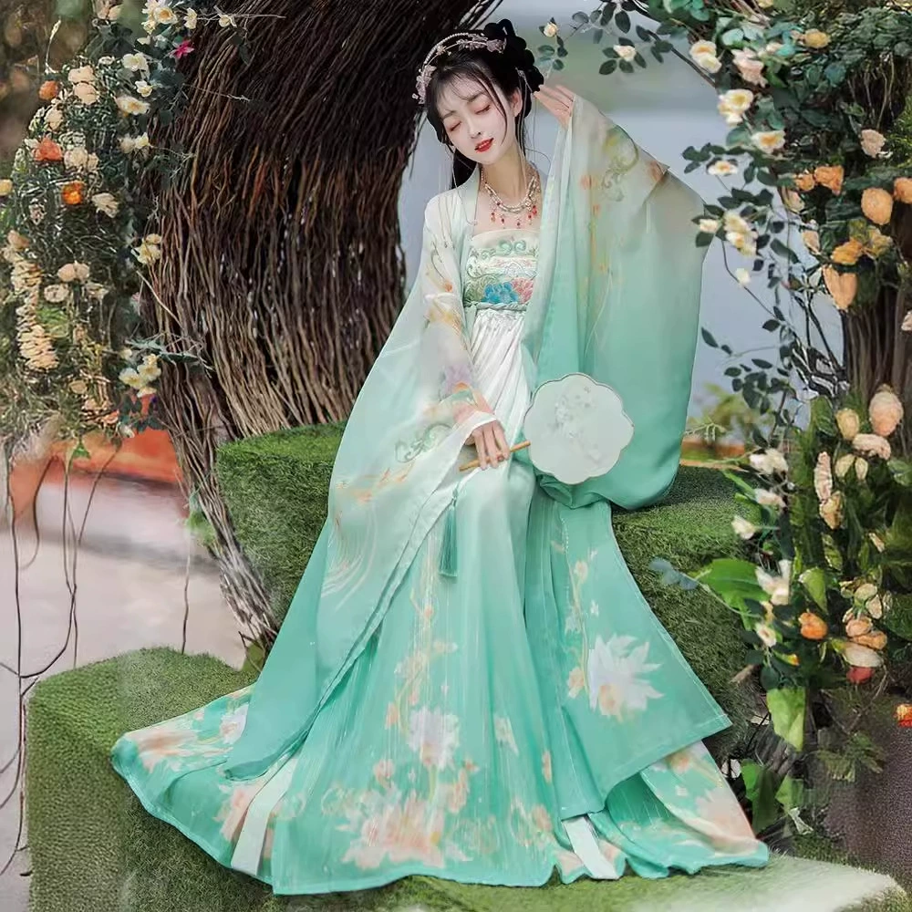 Оригинальная Женская юбка ханьфу 2024 года, новинка (Цветочная групповая вышивка), юбка чеоко Тан, ханьфу, Женская Весенняя, улучшенная в китайском стиле
