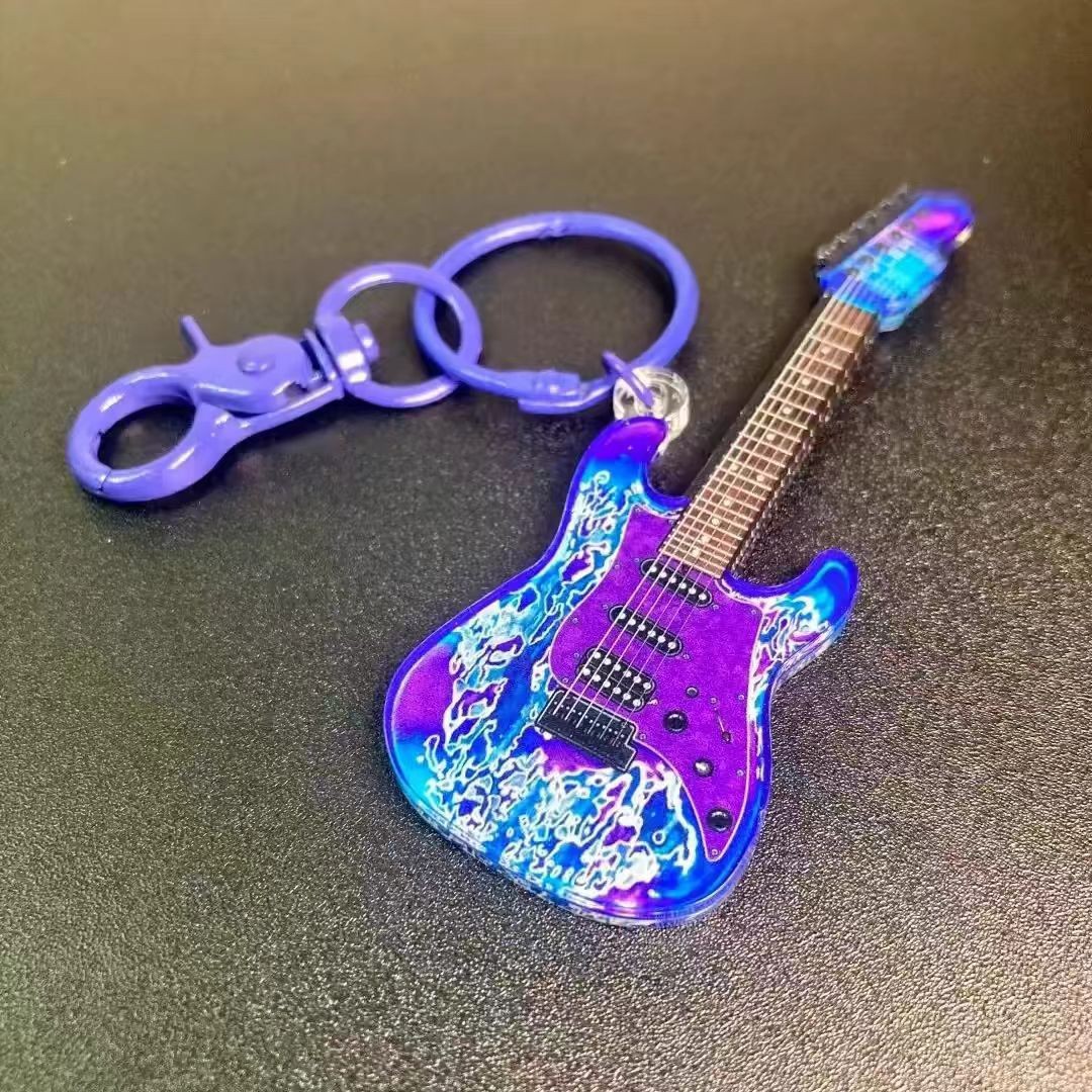 Nuevo alto valor directo de suministro acrílico llavero creativo violín bolso llave colgante logotipo colgante de impresión
