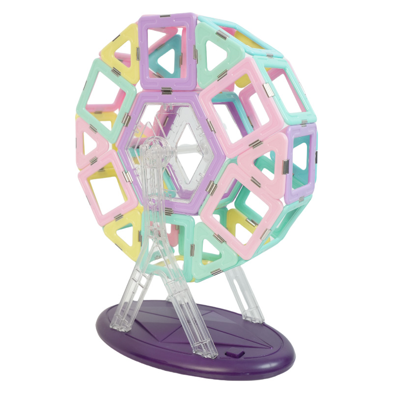 Música transfronteriza luminosa 6.5cm hoja magnética de transmisión de luz bloque magnético ensamblado de plástico soporte de rueda gigante infantil