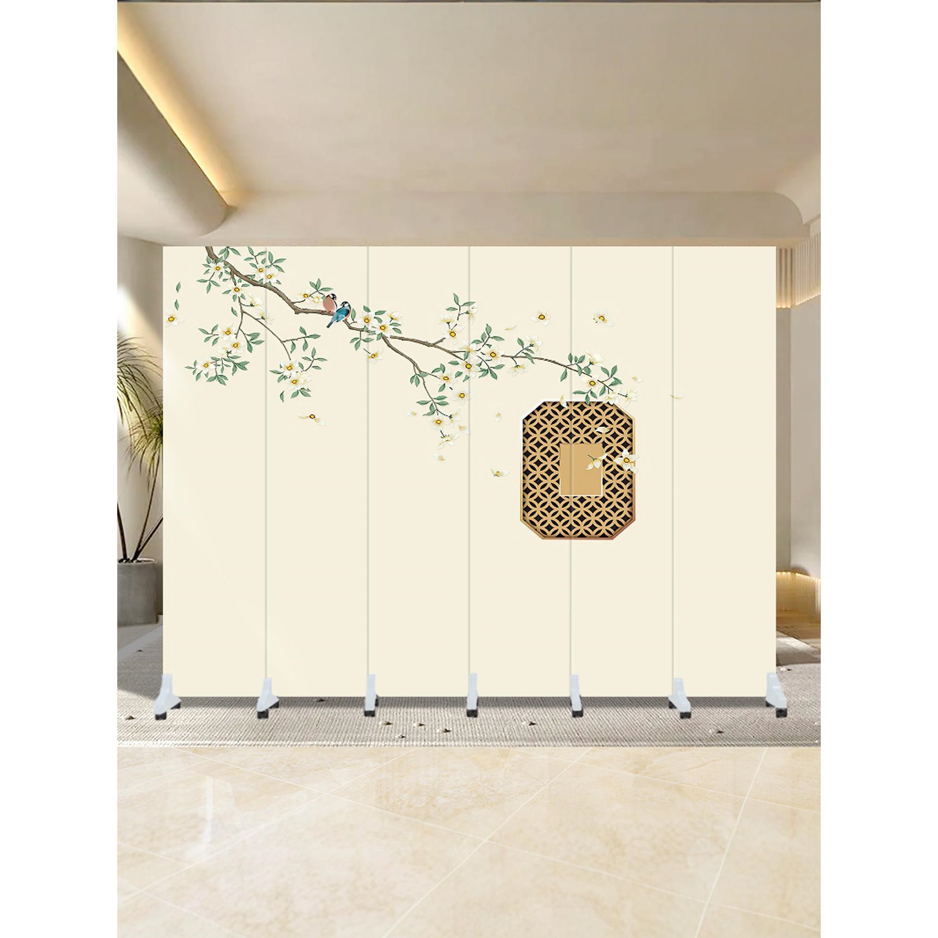 Screen Partition Living Room Entry New Home Office Beauty Salon New Chinese Style Mobile Light Luxury Partition Wall
