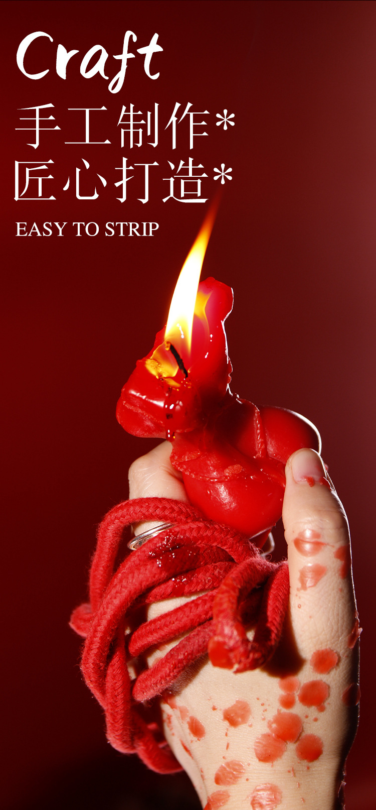Low-Temperature Wax Play Candle Set for Couples, Red Purple Pink, Adult Sensory Training Prop — detail image 4
