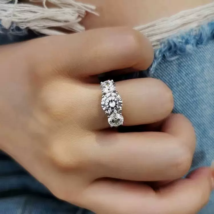 Кольцо с райским камнем-«голубь» яйцо, женское, три diamonds, четырехзубчатое крепление, 18K ромовый алмазный кольцо цвета D, предложение кольцо, три жизни, три мира, алмазное кольцо