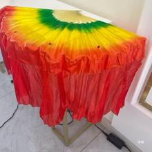 加长绸一尺二绿黄红飘头胶木软骨四面光扇骨出头35厘米秧歌扇彩扇