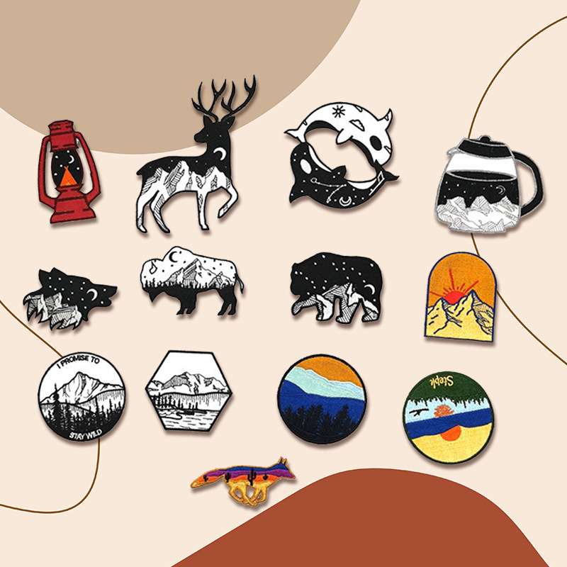 卡通动物刺绣布贴可烫电脑绣花章衣服补丁贴批发跨境辅料货源可缝